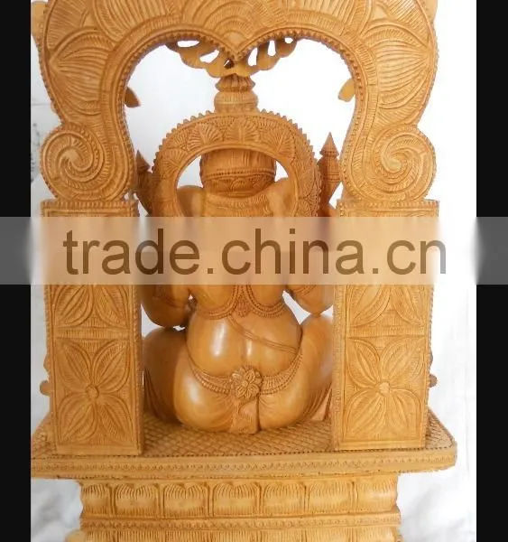 Wooden Handicraft Wood Carving Hindu God Ganesha Rich Art And Craft Jaipur Rajasthan India Artisan Statue Sculpture photo-3