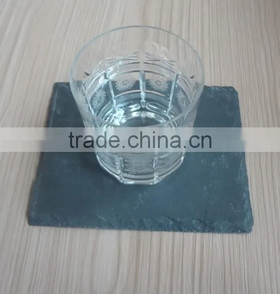 Elegant Rough Edge Black Slate Coaster With Crystal Glass Tumbler photo-5
