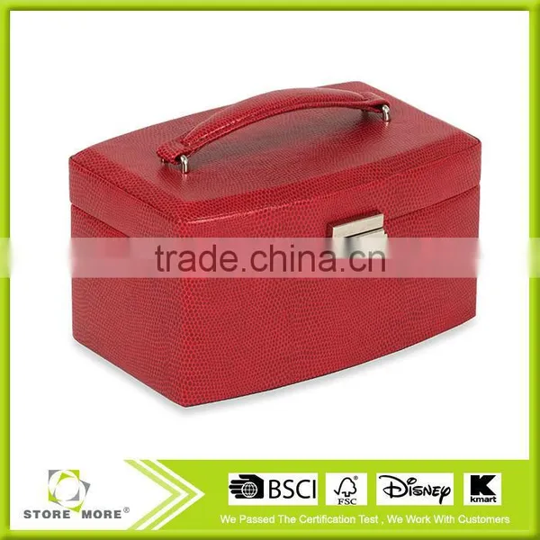 New Products!Red Leatherette Fabric STORE MORE Jewelry Box photo-3