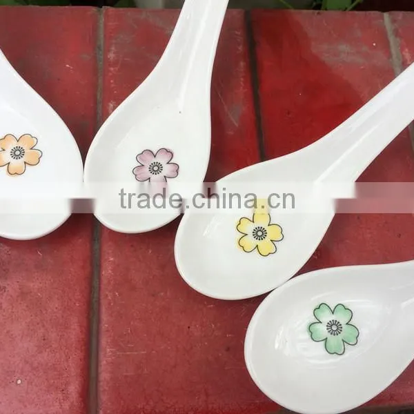 SP-1541 Haonai Flower Decal Ceramic Spoon, Ceramic Soup Spoon photo-6