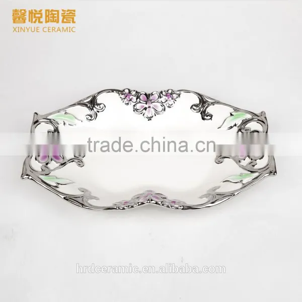 Wholesale Golden Electroplating Fruit Departed Plate,ceramic Plate Wholesale in Stock photo-3