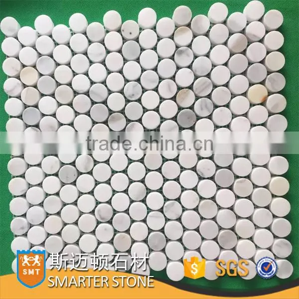 Small Herringbone Calacatta Gold Marble Mosaic 1cm Stone Tile photo-3