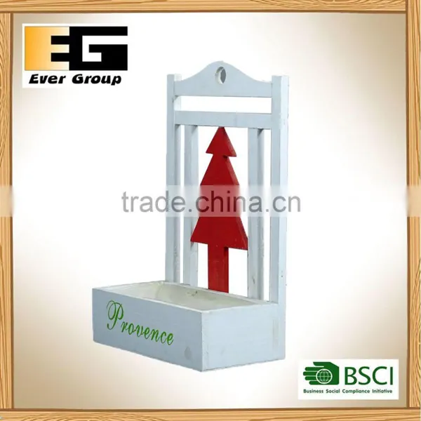 Wood Hanging Flower Basket With Silk Screen for Garden Planter photo-3