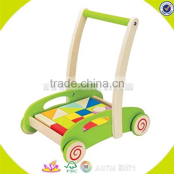 Wholesale Top Quality Wooden Baby Blocks Cart Toy Colorful Wooden Baby Blocks Cart Push Walker W16E027 photo-4