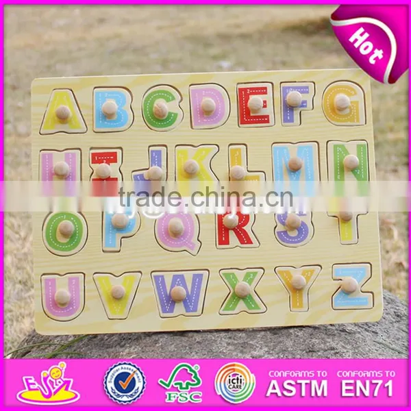 2017 Top Fashion Educational Toddlers Wooden Alphabet Puzzle W14M101 photo-5