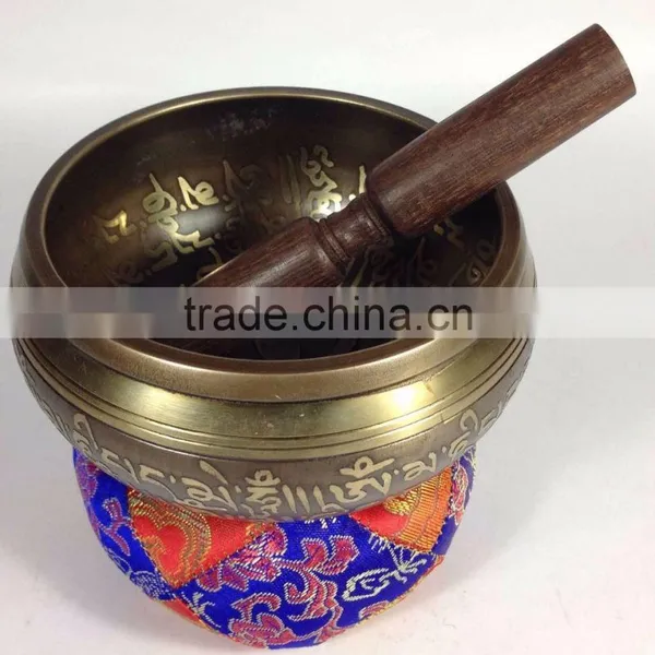 Om Crafted Buddhist Jaap Mantra Carving Kasha Special Sound Singing Bowl photo-2