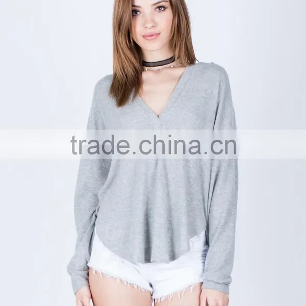 Cut and Sew Hoodie Plunging V-neck Long Sleeves Very Soft Brushed Knit Fabric Super Cozy Athletic Muscle Fit Hoodie For Women photo-2