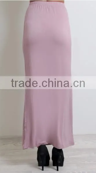 Wholesale Custom Women Fashion Plain Pink Sweet Sexy Pencil Skirts Jersey Long Maxi Skirt photo-4