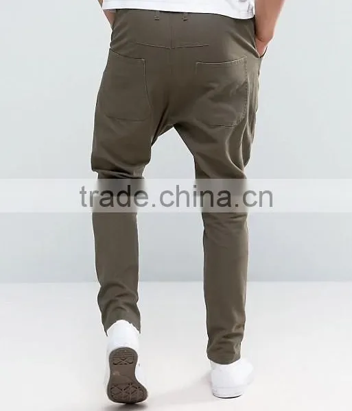 High Quality Custom Guangzhou Manufacturer OEM Drop Crotch Button Fly 100% Cotton Twill Breathable Khaki Men's Casual Pants photo-2
