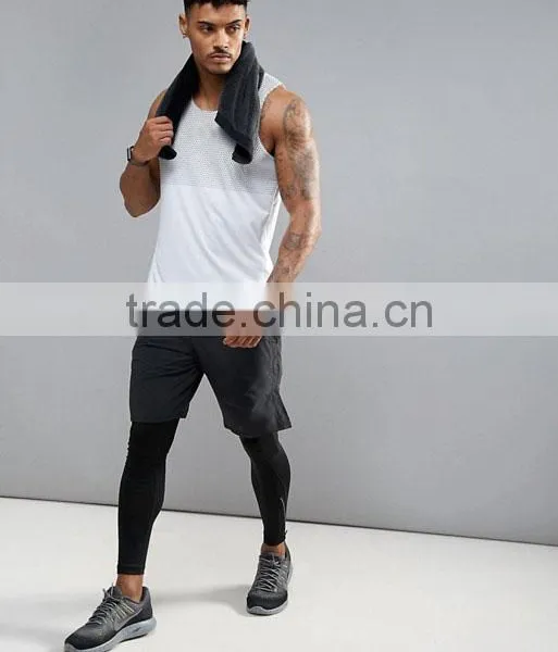 High Quality New Design Custom Grey White Color Gym Wear Comfortable 100% Polyester Micromesh Fashion Men's Sport Dry Fit Vest photo-4