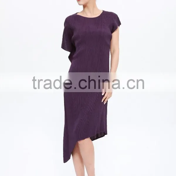 Irregular Hem Fashionable Online Store Pleated Dress for Women photo-2