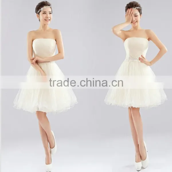 2017 Bridesmaid Short Dress Paragraph Shoulder Halter Sweet Dress Bride Lace Drilling Shoulder Wedding Dress photo-5