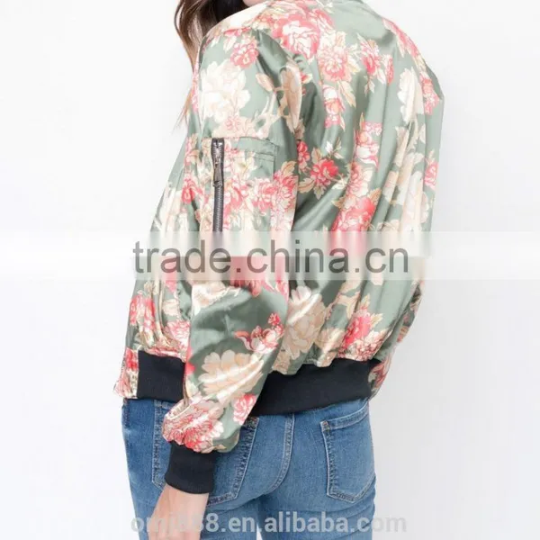 Wholesale Women Floral Bomber Jacket photo-3