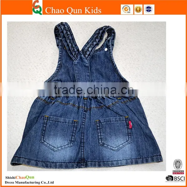 Wholesale 2017 Baby Fashion Flora Slip Overall Girls Kids Denim Dresses photo-2