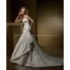 High Quality Satin Appliqued Beaded Sheath Bridal Wedding Gown Custom Made