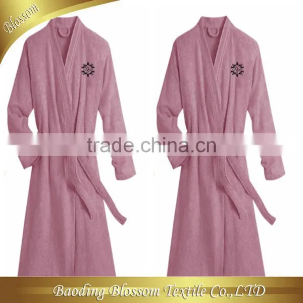 Textile China Factory Microfiber Plain Dyed Kimono Collar Bathrobe photo-2