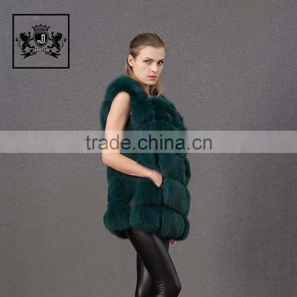 Fashion Design Women Coat Animal Fur Knitted Fox Fur Vest