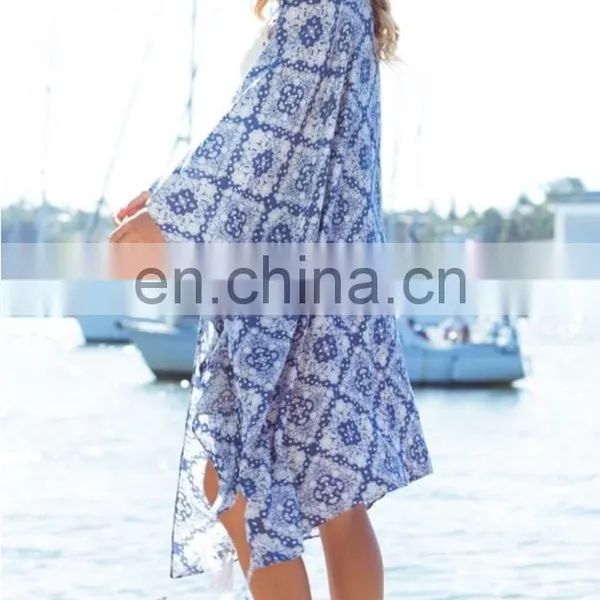100% Rayon Women Printed Cardigans Sheer Soft Kimono Cardigan photo-3