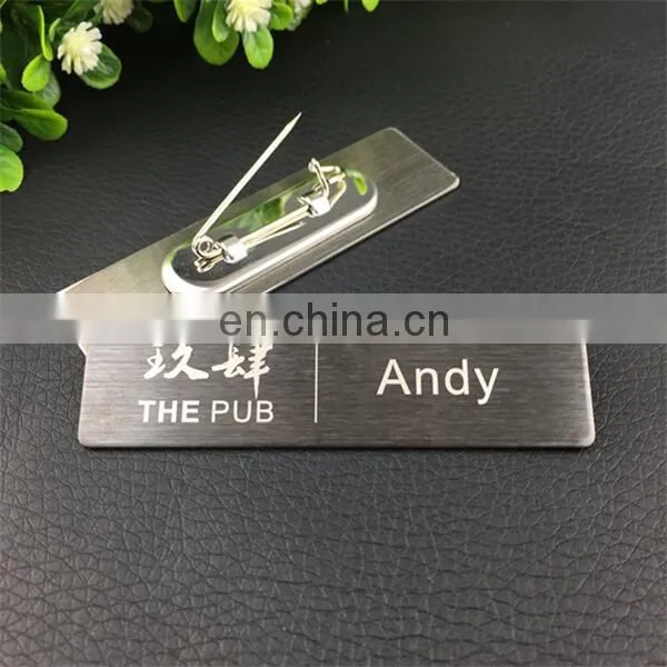 Customized Work Stuff Name Metal Tag With Laser Freely Design Name Plate Tag Log Tags