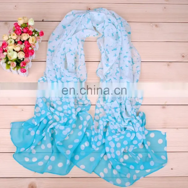 100% Polyester Voile Printed Cheap Fashion Chiffon Lady Scarves photo-2