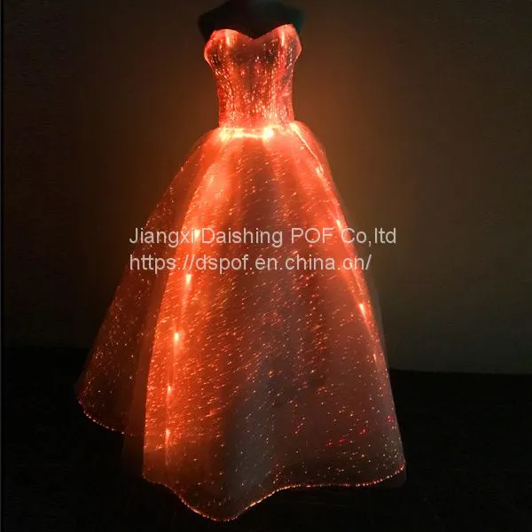 Women Light Up Optical Fabric Clothes Bridal Ball Evening Party Gown Banquet Show Formal Luminous Fiber Optic Wedding photo-2
