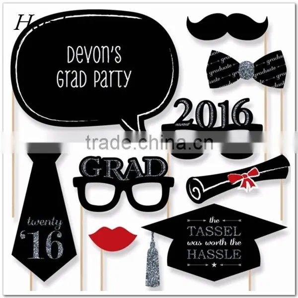 Grad Party Photo Booth Props on A Stick DIY Kits Fun Graduation Party Decoration Centerpieces PFB0081 photo-3