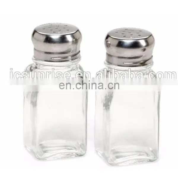 85ml Square Glass Bottle Salt Pepper Shaker With Metal Lid photo-2