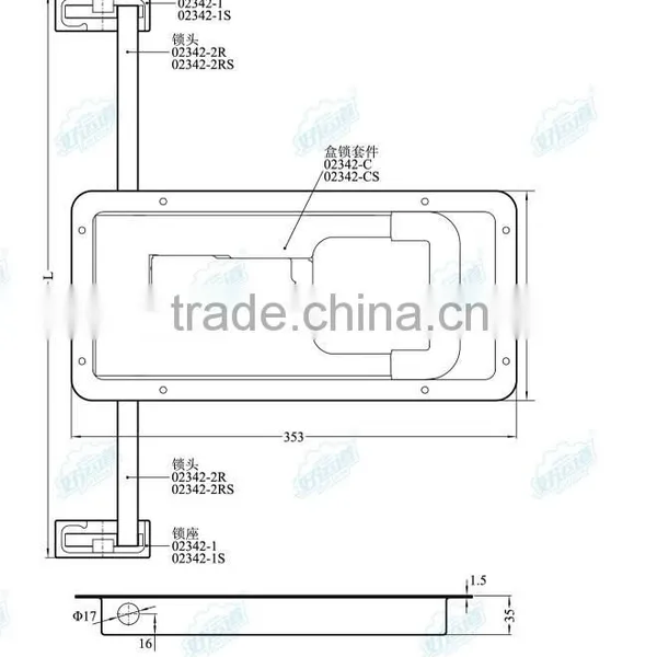 02342C Key Lock Stainelss Steel /steel Recessed Handle Trailer Side Door Lock photo-3