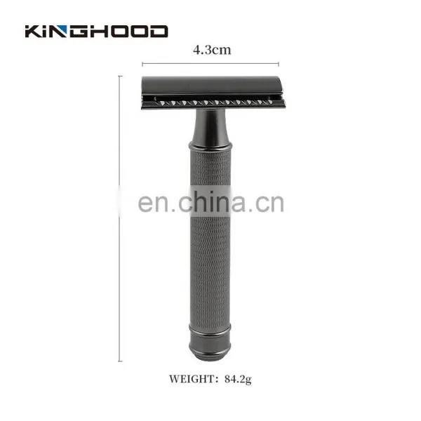 Cnc Metal Двойнолезвийный безопасный бритвенный станок для бритья черный мужской роскошный многоразовый бритвенный станок