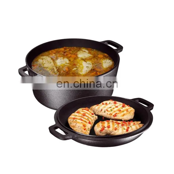 2 in 1 Combo Cooker 5QT Cast Iron Multi Function Cookware photo-2