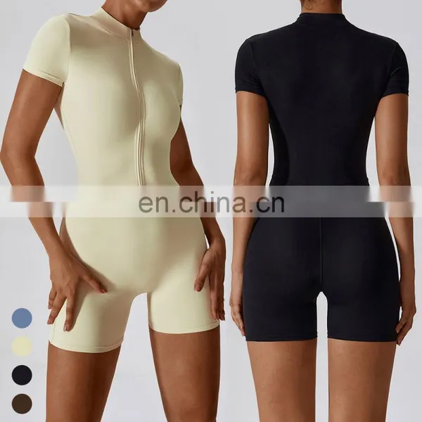 One Piece Activewear Quick Dry Breathable Gym Bodycon Zipper Jumpsuit Workout Rompers Girls Jumpsuits Playsuits Bodysuits Women photo-3