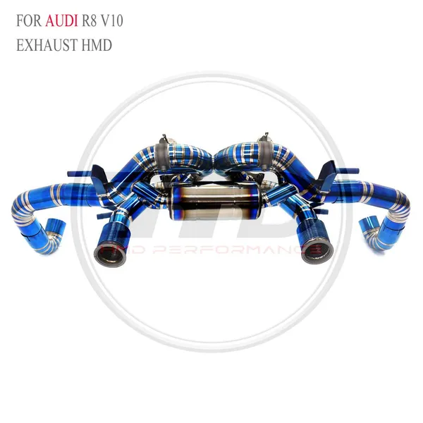HMD Titanium Alloy Exhaust Catback for AUDI R8 V10/RS3 8Y Auto Replacement Modification Electronic Valve Baked Blue WhatsApp+86 18946955156 photo-3