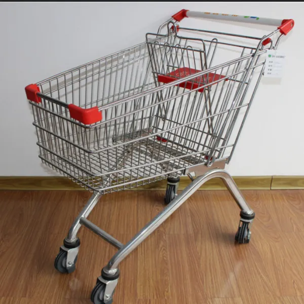 Zinc Plate Metal Grocery Cart for Supermarket