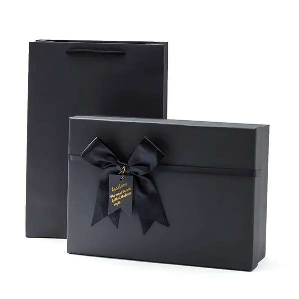 Rectangular Paper Gift Lid Box With Ribbon photo-2