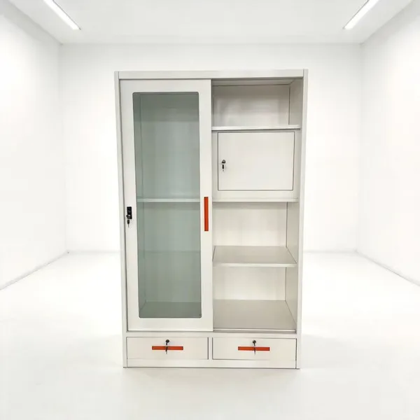 Export‑Oriented Flat‑pack Knock‑down UV Printed Steel Wardrobe 3/4‑Door Clothes Storage Cabinet With Mirror & Drawers Custom Color Supported photo-4