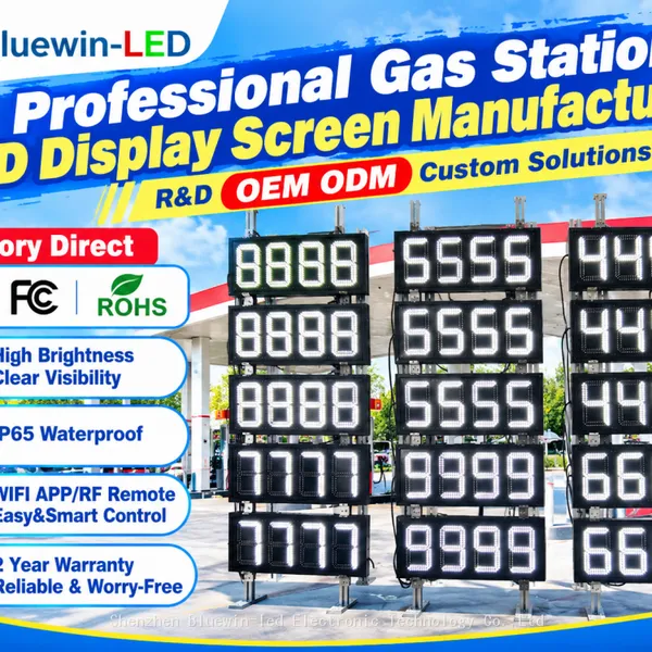 RS485 Connect Wired Remote Control Outdoor LED Gas Price Sign Cabinet