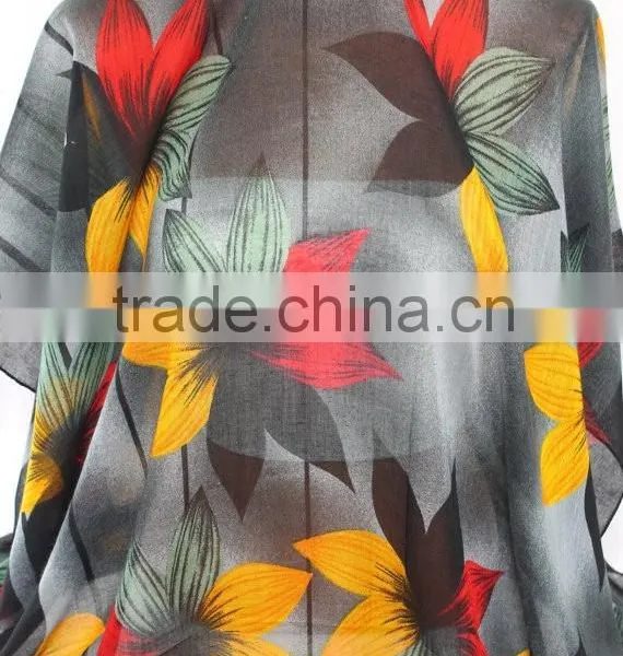 High Quality Large Elegant Flower Printing Encrypt Polyester Voile Scarf for Women photo-4