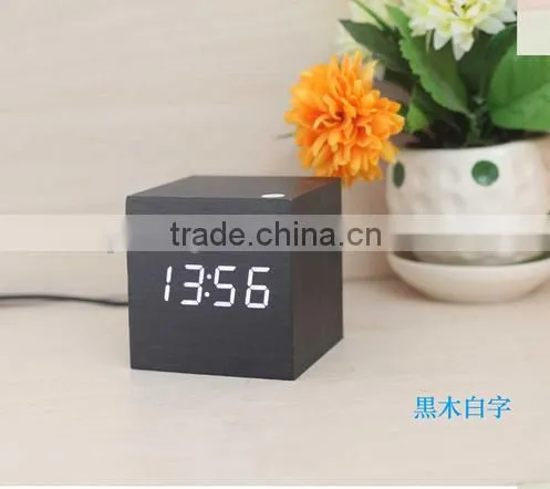 Modern Wooden Led Clock Square Style Desktop Clock Led Digital Single Face Alarm Clock Voice Activated Watch Despertador photo-3