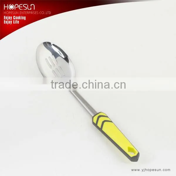 Modern Colorful Metal Kitchen Cooking Solid Spoon With Plastic Handle photo-3