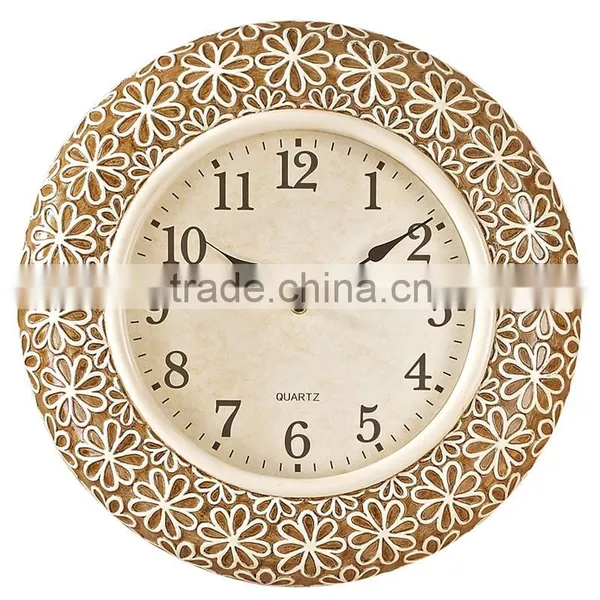 Quartz Analog Home Decor Resin Flower Wall Clock Sweep Movement photo-2