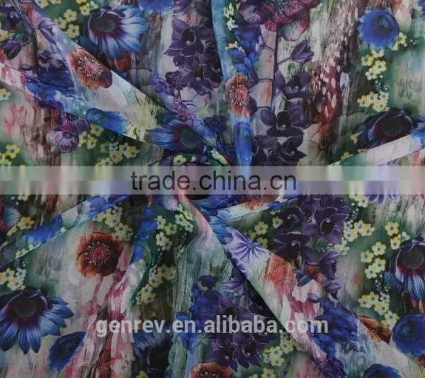 Chiffon Printed Fabric Poly Chiffon Print Fabric Fot Printing Factory Dierct Sale Polyester Fabric photo-2
