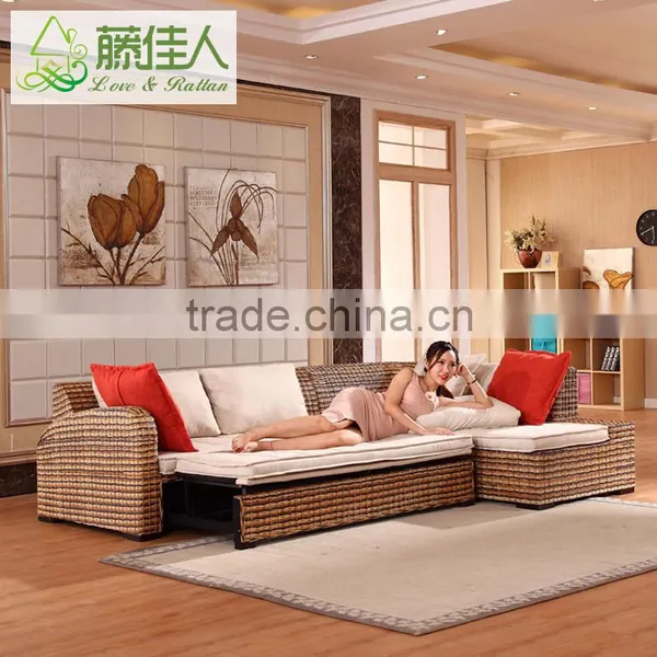 New Model Rattan Wicker Corner Seating Unit Multi-functional Smart Automatic Sofa Bed
