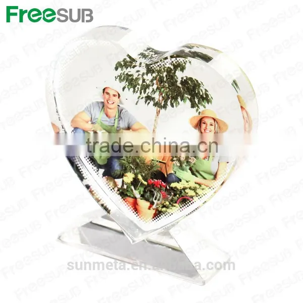 Sunmeta Factory Love Heart Shape Sublimation Crystal Picture Frame for Birthday Gift photo-3
