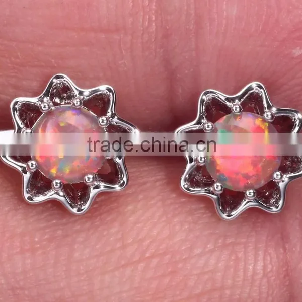 Wholesale Sterling Silver Orange Opal Cheap Chinese Stud Earring photo-6