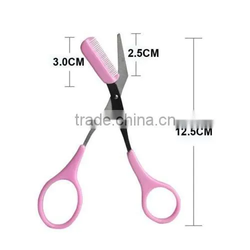 Women Ladies Pro Eyebrow Trimmer Comb Eyelash Hair Scissors Cutter Remover Tool photo-3