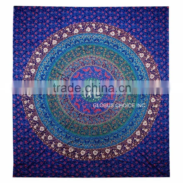 Queen Mandala Blue Wall Hanging Boho Ethnic Tapestry