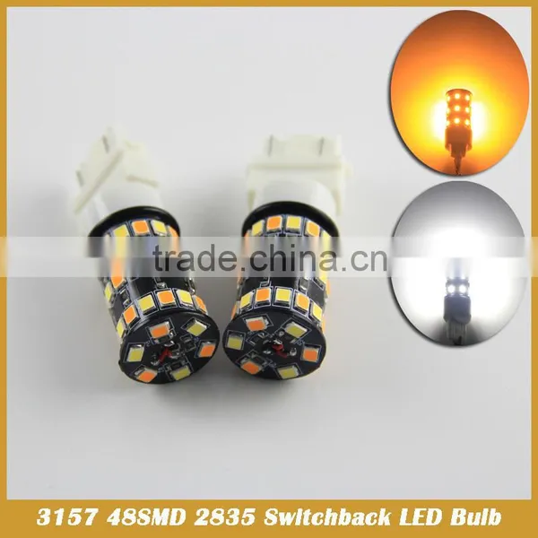 3157 48SMD 2835 LED Dual Color Switchback Turn Signal 1157 White Amber photo-2