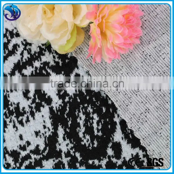 Black White Knit Jacquard Soild Dyed Soft Polyester Spandex Fabric photo-3
