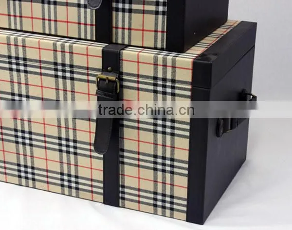 S/2 Large Decorative Fabric Storage Trunk, Wood Trunk photo-4
