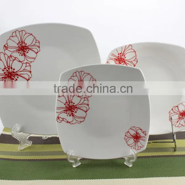 Square Ceramic Dinnerware Set With Decal,dinner Ware Plate Sets photo-2